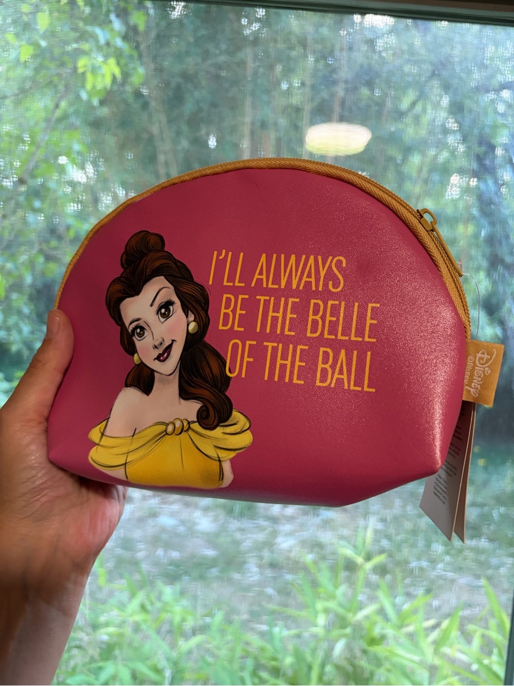 Disney Belle princess Cosmetic Pouch in Pink with Yellow Accents